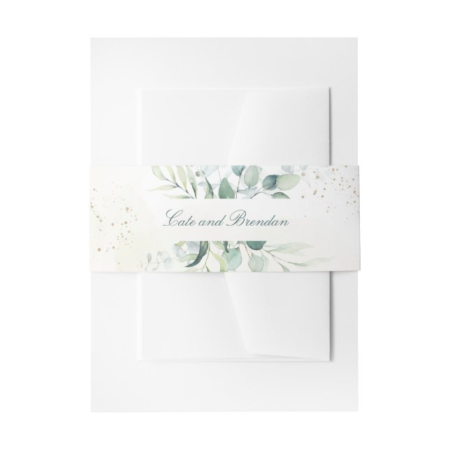 Cintas Para Invitaciones Eucalyptus Greenery Elegante Boda (Anverso Ejemplo)