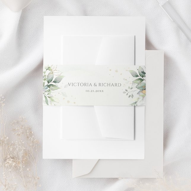 Cintas Para Invitaciones Eucalyptus Greenery Gold deja una elegante boda (Subido por el creador)