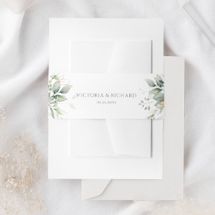 Cintas Para Invitaciones Eucalyptus Greenery Gold deja una elegante boda