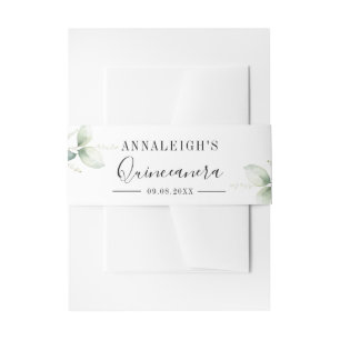 Cintas Para Invitaciones Eucalyptus Greenery Quinceanera 15º cumpleaños