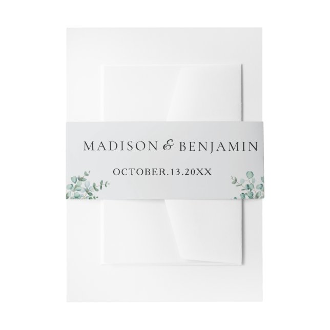 Cintas Para Invitaciones eucalyptus greenery wedding (Anverso Ejemplo)