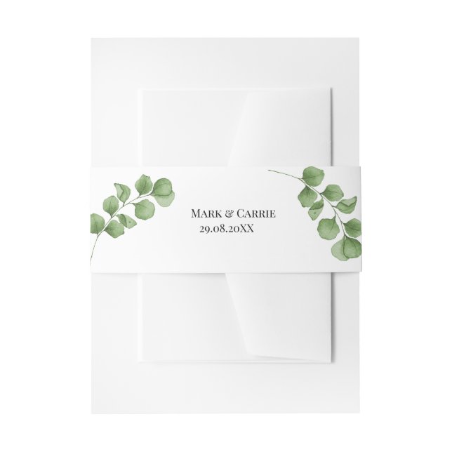 Cintas Para Invitaciones Eucalyptus Rustic Greenery Boda (Anverso Ejemplo)