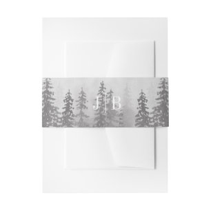 Cintas Para Invitaciones Evergreens en la montaña de niebla forestal Monogr