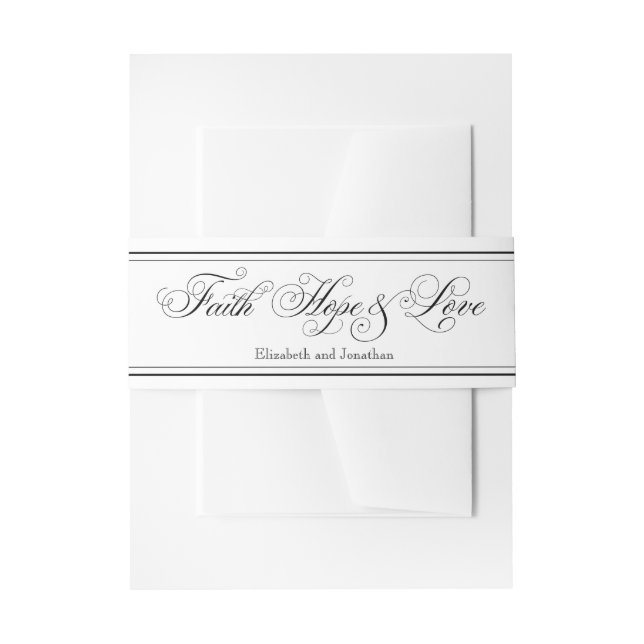 Cintas Para Invitaciones Faith Home & Love Christian Boda Belly Banda (Anverso Ejemplo)