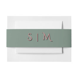 Cintas Para Invitaciones Faja de boda con monograma Deep Sage