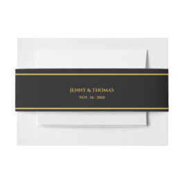 Cintas Para Invitaciones Faja de Vientre de Boda con Monograma de Lujo Negr