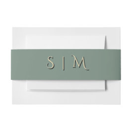 Cintas Para Invitaciones Faja de Vientre de Boda con Monograma Deep Sage