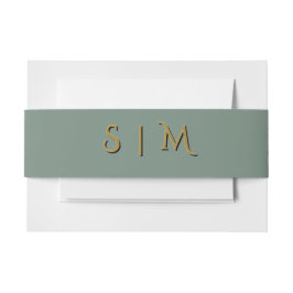 Cintas Para Invitaciones Faja de Vientre de Boda Deep Sage – Iniciales Dora