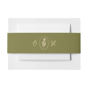 Cintas Para Invitaciones Faja de vientre de boda elegante en verde oliva to