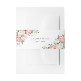 Cintas Para Invitaciones Faja de vientre de boda elegante floral rosa pálid