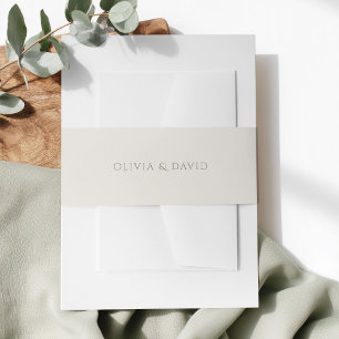 Cintas Para Invitaciones Faja de Vientre de Boda Minimalista Marfil y Taupe