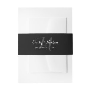 Cintas Para Invitaciones Faja de vientre moderna para boda en blanco y negr