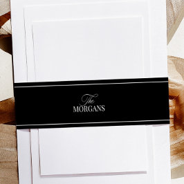 Cintas Para Invitaciones Faja para Invitación de Boda Negra Elegante