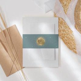 Cintas Para Invitaciones Faja ventral de boda Pastel Celestial Gold Moon