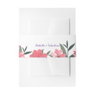 Cintas Para Invitaciones Faja ventral floral de boda Lavanda Rubor