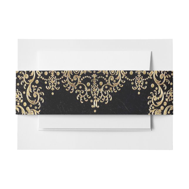 Cintas Para Invitaciones Falln Black And Gold Filigree (Anverso Ejemplo)