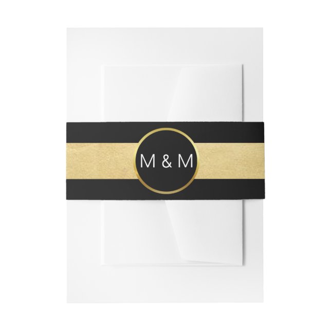 Cintas Para Invitaciones Falsa boda negra elegante personalizada del (Anverso Ejemplo)