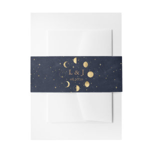 Cintas Para Invitaciones Fases celestes de la luna Boda medianoche Banda Be