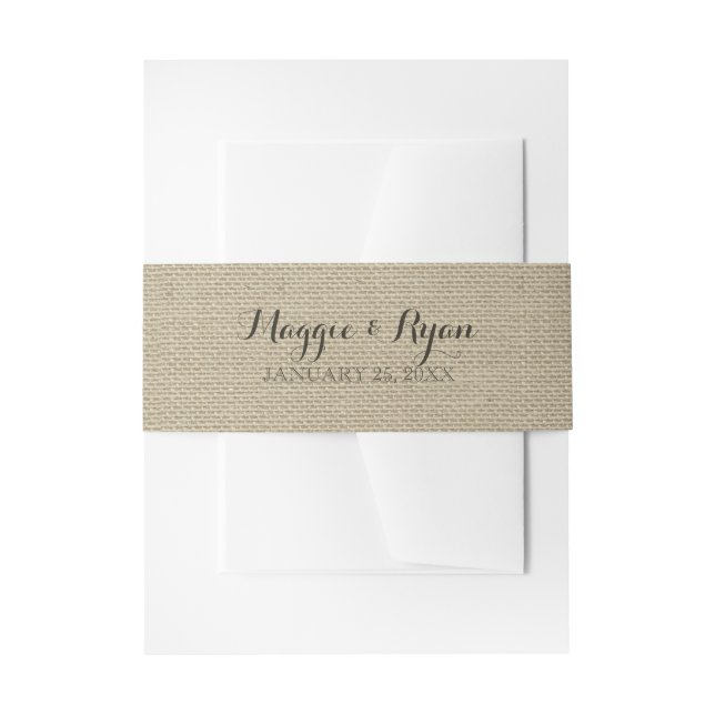 Cintas Para Invitaciones Faux Burlap Rutic Country Invitation Wrap (Anverso Ejemplo)