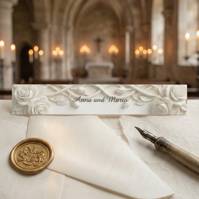 Cintas Para Invitaciones Faux Carved Plaster Relief Ivory Floral (Subido por el creador)