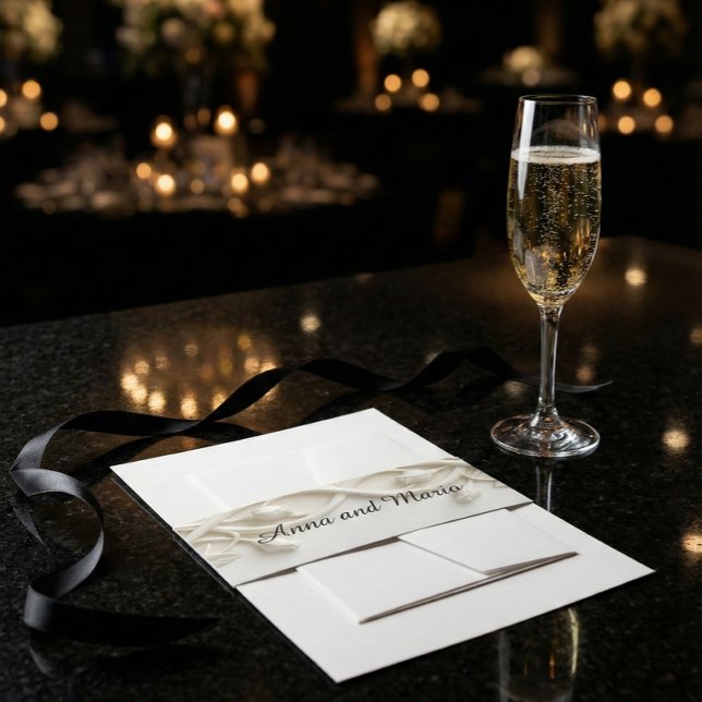 Cintas Para Invitaciones Faux Carved Plaster Relief Ivory Floral (Subido por el creador)