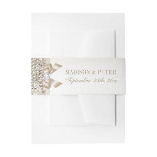 Cintas Para Invitaciones Faux Champagne Sequins Bow Boda