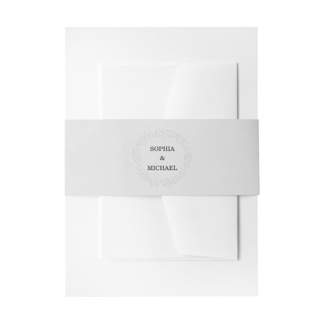 Cintas Para Invitaciones Faux Embossed White Roses Wedding  (Anverso Ejemplo)