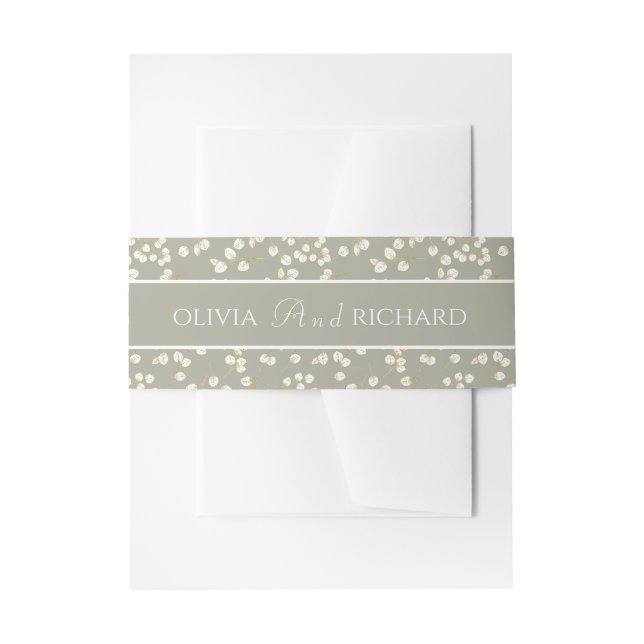 Cintas Para Invitaciones Faux Gold Sage Green Eucalyptus Greenereneration (Anverso Ejemplo)