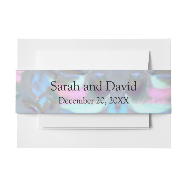 Cintas Para Invitaciones Faux Mother of Pearl Invitación a bandas Belly (Anverso Ejemplo)