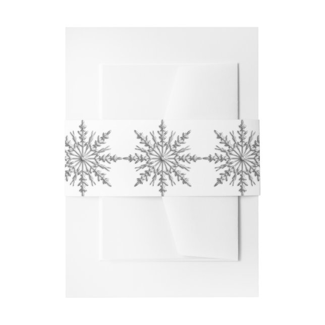 Cintas Para Invitaciones Faux Silver Tone Snowflakes Winter Wedding (Anverso Ejemplo)
