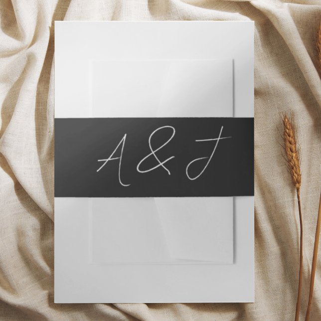 Cintas Para Invitaciones Favores de la boda negra contemporánea (Subido por el creador)