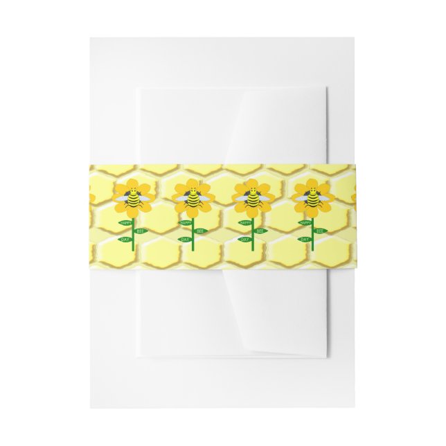 Cintas Para Invitaciones Feliz Día de las Abejas Cumpleaños Bumblebee (Anverso Ejemplo)