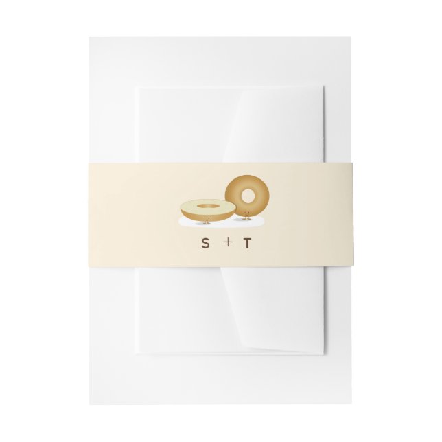 Cintas Para Invitaciones Feliz Ilustracion Bagel Boda Crema Marrón Blanco (Anverso Ejemplo)