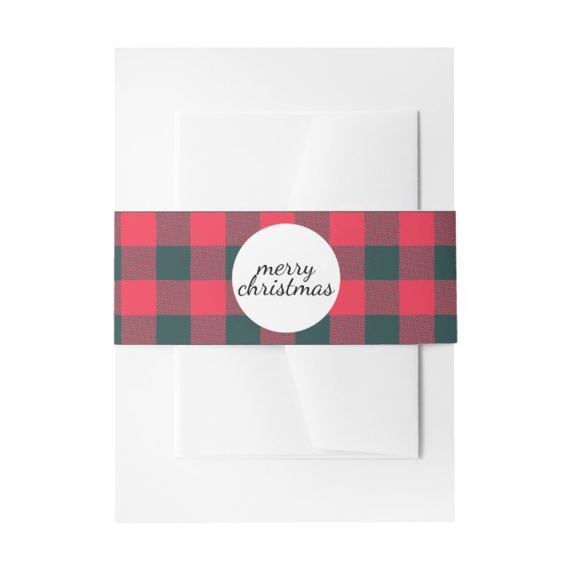 Cintas Para Invitaciones Feliz Navidad Búfalo Rojo Negro Patrón de Placas (Anverso Ejemplo)