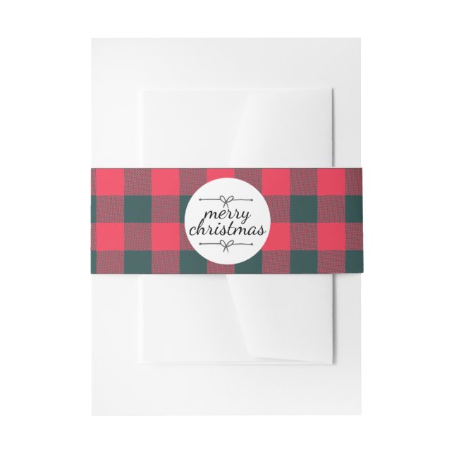 Cintas Para Invitaciones Feliz Navidad Búfalo Rojo Negro Patrón de Placas (Anverso Ejemplo)