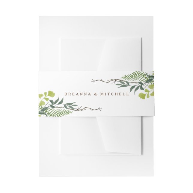 Cintas Para Invitaciones Fern Eucalyptus Boda de la vegetación de mano (Anverso Ejemplo)