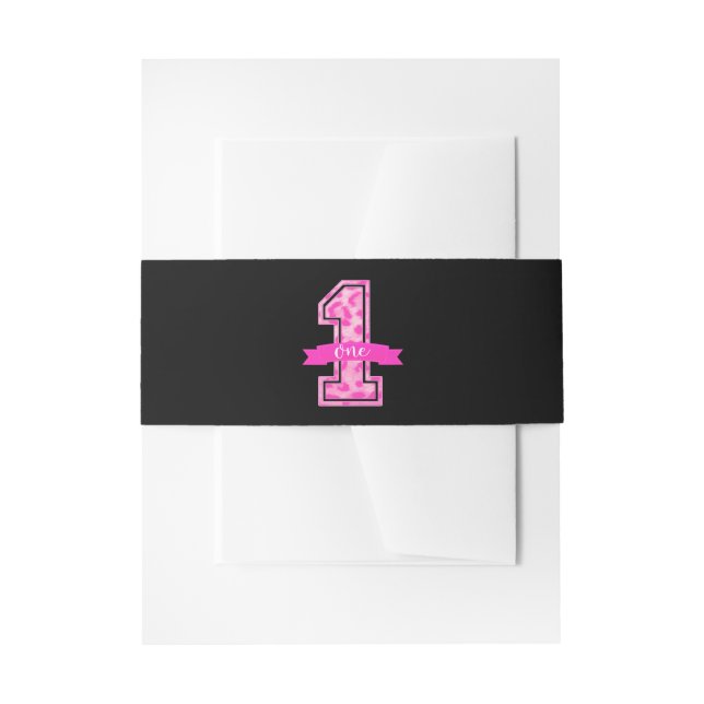 Cintas Para Invitaciones Fiesta de cumpleaños número 1 con estampado de leo (Anverso Ejemplo)