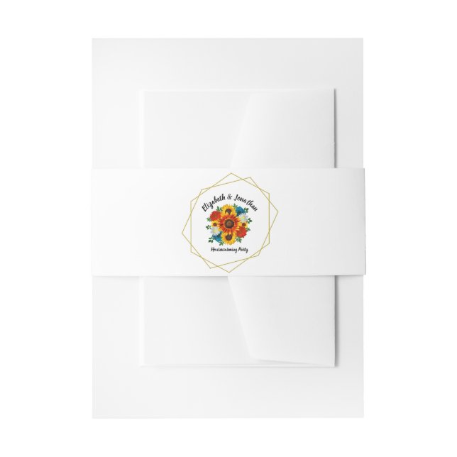 Cintas Para Invitaciones Fiesta Picnic Verano Floral Geométrica (Anverso Ejemplo)