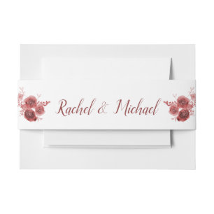 Cintas Para Invitaciones Flor acuática blanca y borgoña encantadora