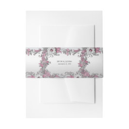 Cintas Para Invitaciones Flor blanca rosada plateada