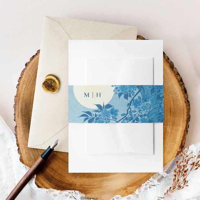 Cintas Para Invitaciones Flor de cerezo azul antiguo japonés (Subido por el creador)