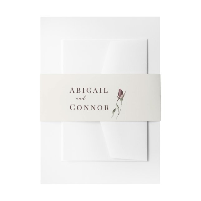 Cintas Para Invitaciones Flor de Crema Rustica Boho Marsala (Anverso Ejemplo)