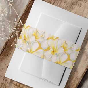 Cintas Para Invitaciones Flor de frangipani patrón acuarela amarillo