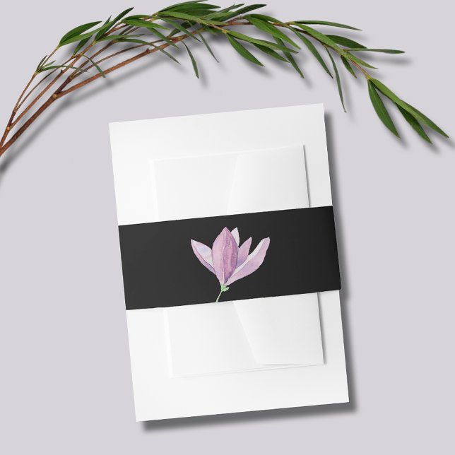 Cintas Para Invitaciones Flor de Magnolia acuarela (Watercolor Magnolia Flower Wedding Invitation Belly Bands)