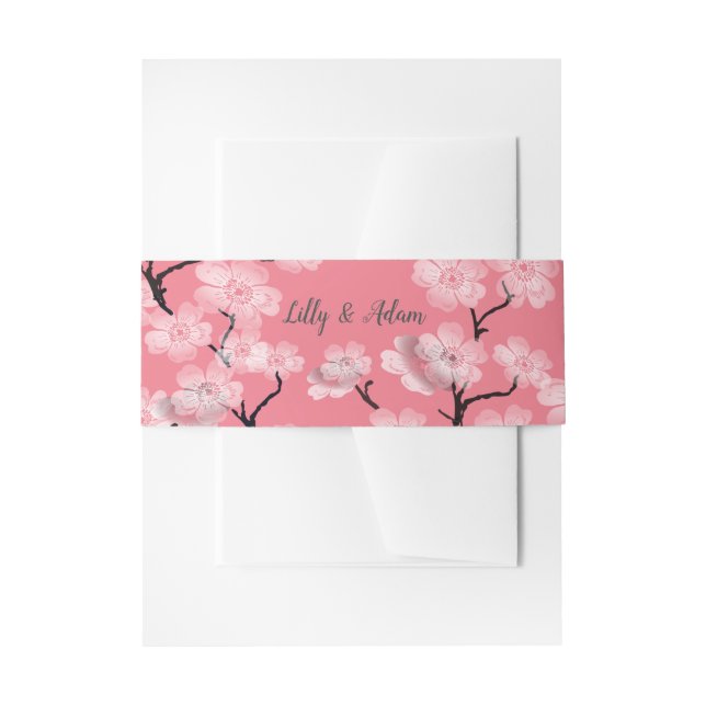 Cintas Para Invitaciones Flor de Primavera Rosa (Anverso Ejemplo)