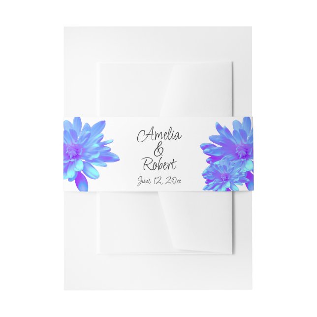 Cintas Para Invitaciones Flor floral azul violeta elegante (Anverso Ejemplo)