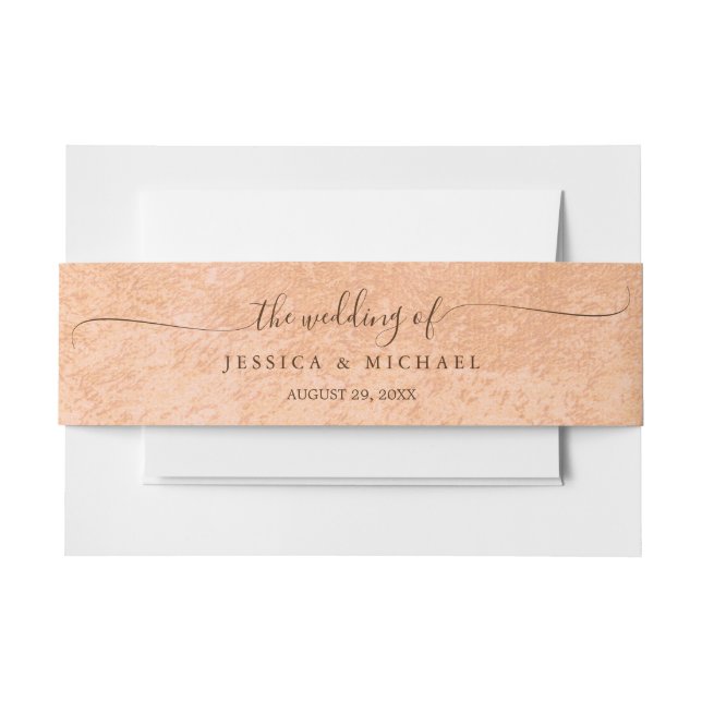 Cintas Para Invitaciones Flor Gerbera en el Boda de melocotón abstracto (Anverso Ejemplo)