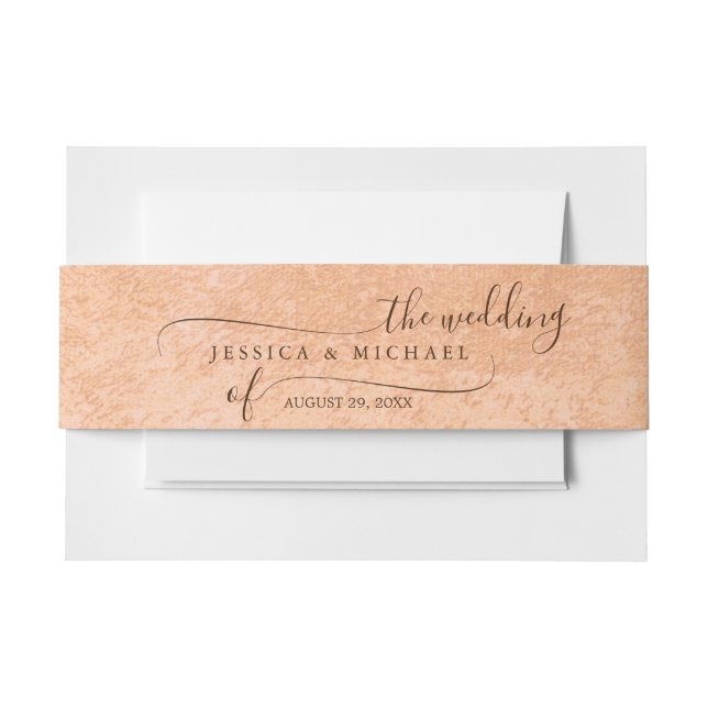 Cintas Para Invitaciones Flor Gerbera en el Boda de melocotón abstracto (Anverso Ejemplo)