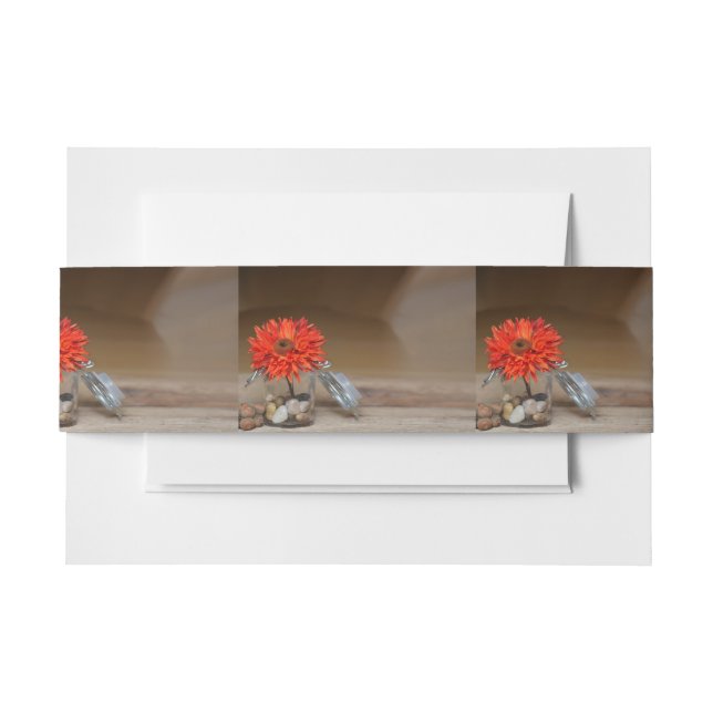 Cintas Para Invitaciones Flor naranja en Mason Jar (Anverso Ejemplo)