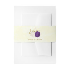 Cintas Para Invitaciones flor real morado blanco boda botánico oro